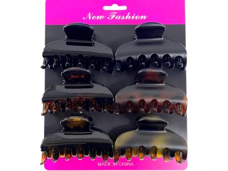 Tortoiseshell Black Hair Claw Clips Women - 6 Pcs (5448421) on Sale