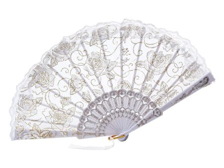 Wedding Lace Folding Hand Held Flower Fan For Cheap