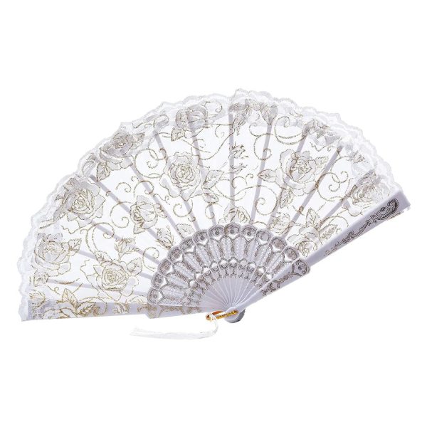 Wedding Lace Folding Hand Held Flower Fan For Cheap