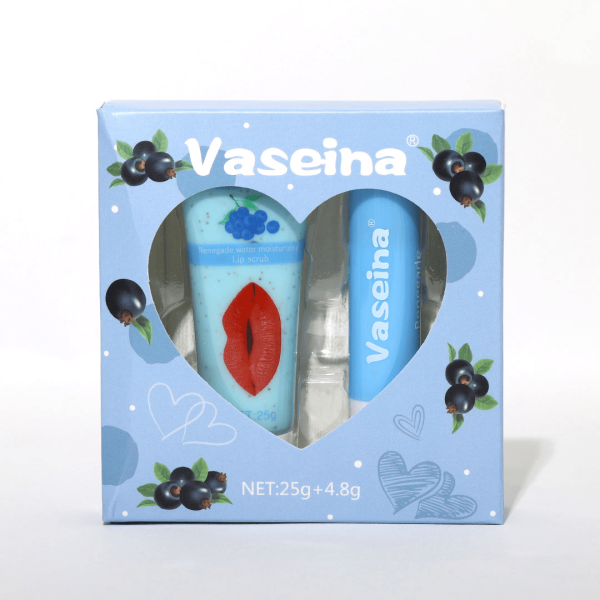 Vaseina BlueBerry Water Moisturizing Lip Scrub + Lip Balm - 25g+4.8g Fashion