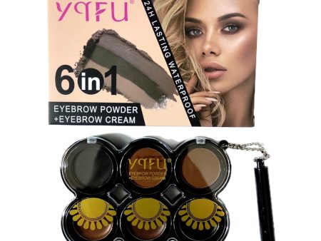 YQFU 6 In 1 Eyebrow Powder + Eyebrow Cream - 3.5g×6 Online Sale