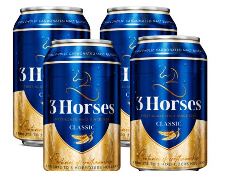 Three Horses First Class Malt Beverage Can Classic - 500ml (3+1) Offer Fashion