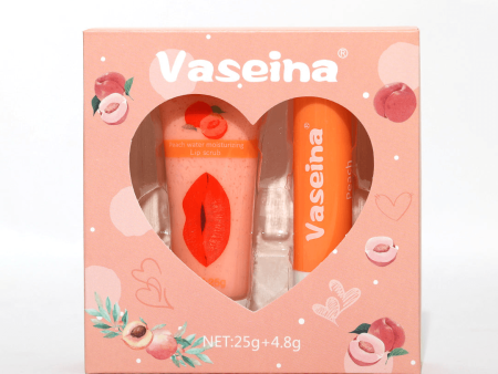 Vaseina Peach Water Moisturizing Lip Scrub + Lip Balm - 25g+4.8g Sale