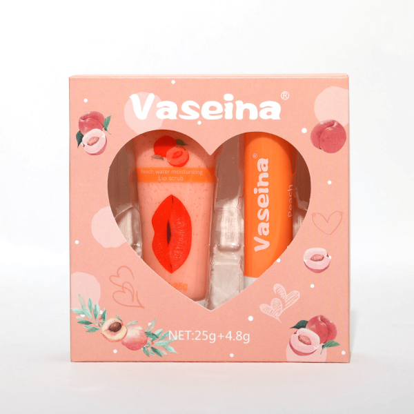 Vaseina Peach Water Moisturizing Lip Scrub + Lip Balm - 25g+4.8g Sale