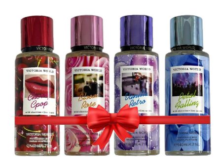 Victoria World Cherry Petal 4 Pcs Combo Fragrance Mist - 4x140 ml Hot on Sale