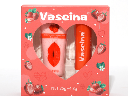 Vaseina Strawberry Water Moisturizing Lip Scrub + Lip Balm - 25g+4.8g Fashion