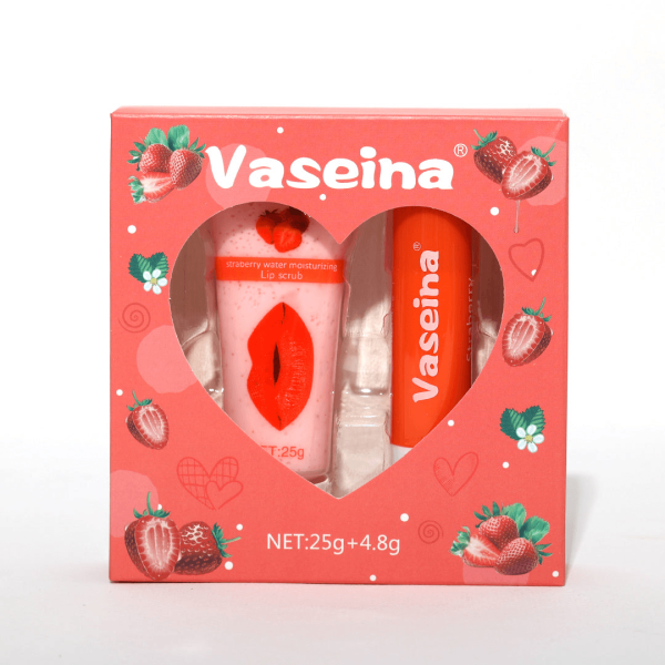 Vaseina Strawberry Water Moisturizing Lip Scrub + Lip Balm - 25g+4.8g Fashion