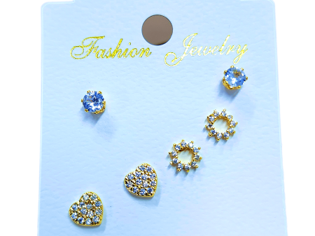 3 Set Stud Earrings for Women Round - Small Size For Sale