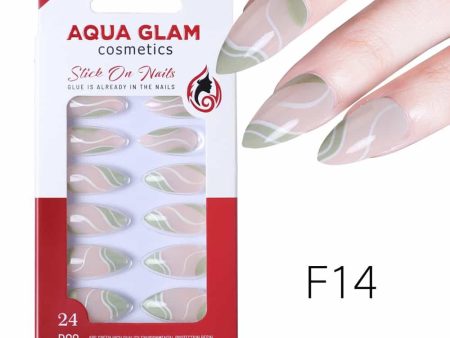 Aqua Glam Nails - Stick On Nails (F Series) - 24 Pcs - F14 on Sale