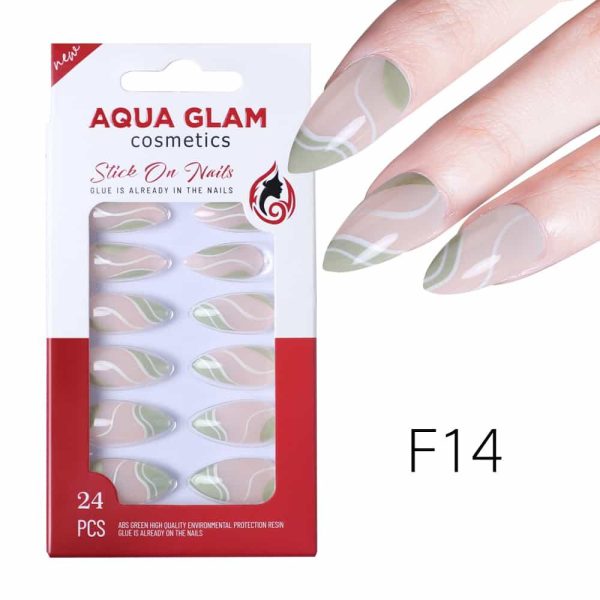 Aqua Glam Nails - Stick On Nails (F Series) - 24 Pcs - F14 on Sale