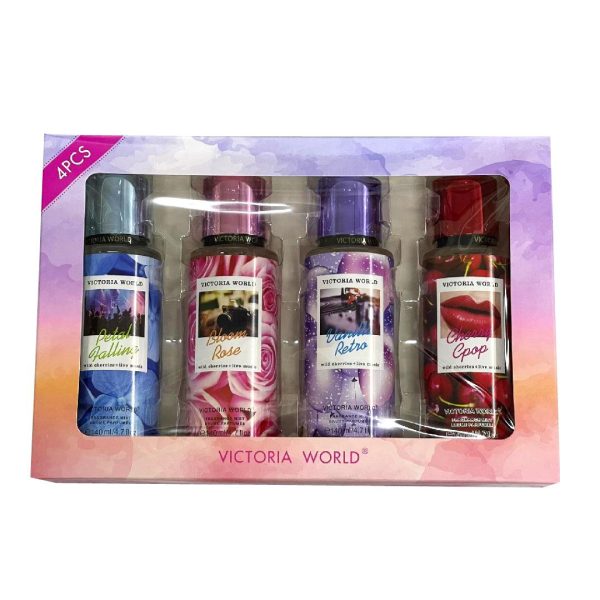 Victoria World Cherry Petal 4 Pcs Combo Fragrance Mist - 4x140 ml Hot on Sale