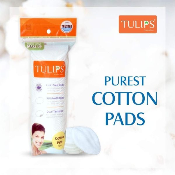 Tulips Round Facial Cotton Pads - 50Pcs Online Sale