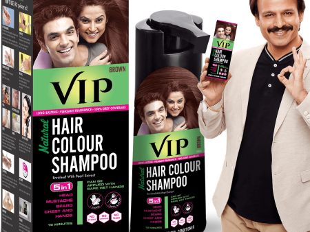 VIP Hair Colour Shampoo Brown - 180ml For Cheap