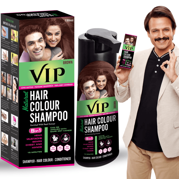 VIP Hair Colour Shampoo Brown - 180ml For Cheap