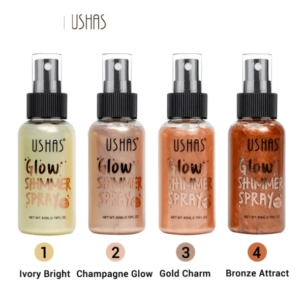 Ushas Glow Shimmer Glitter Moisturizing Face and Body Spray Cheap