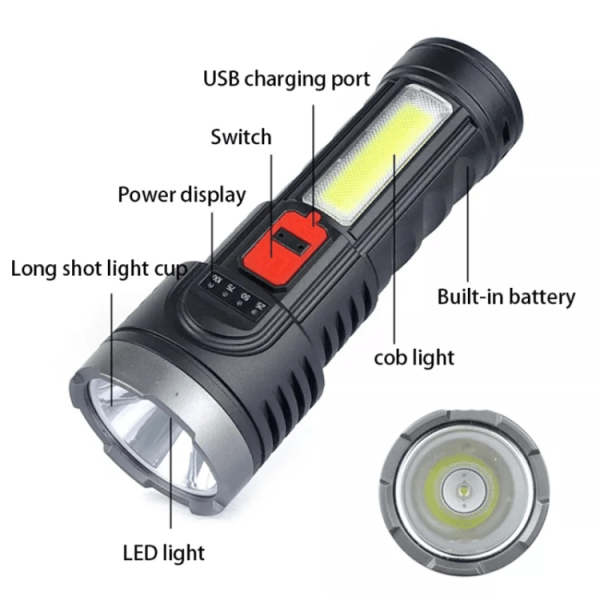 USB Rechargeable Portable LED Flashlight L-822 on Sale