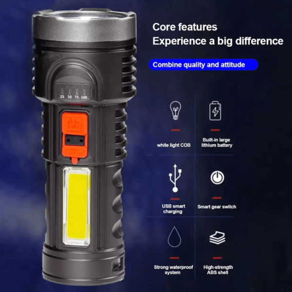 USB Rechargeable Portable LED Flashlight L-822 on Sale